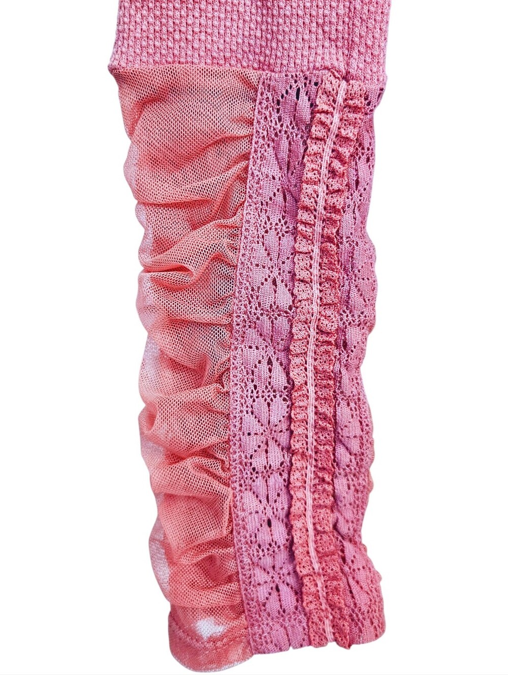 Free People Wear Me Out Ruched Long Sleeve Lace Thermal in Rose Smoke XS NWT - Picture 4 of 6